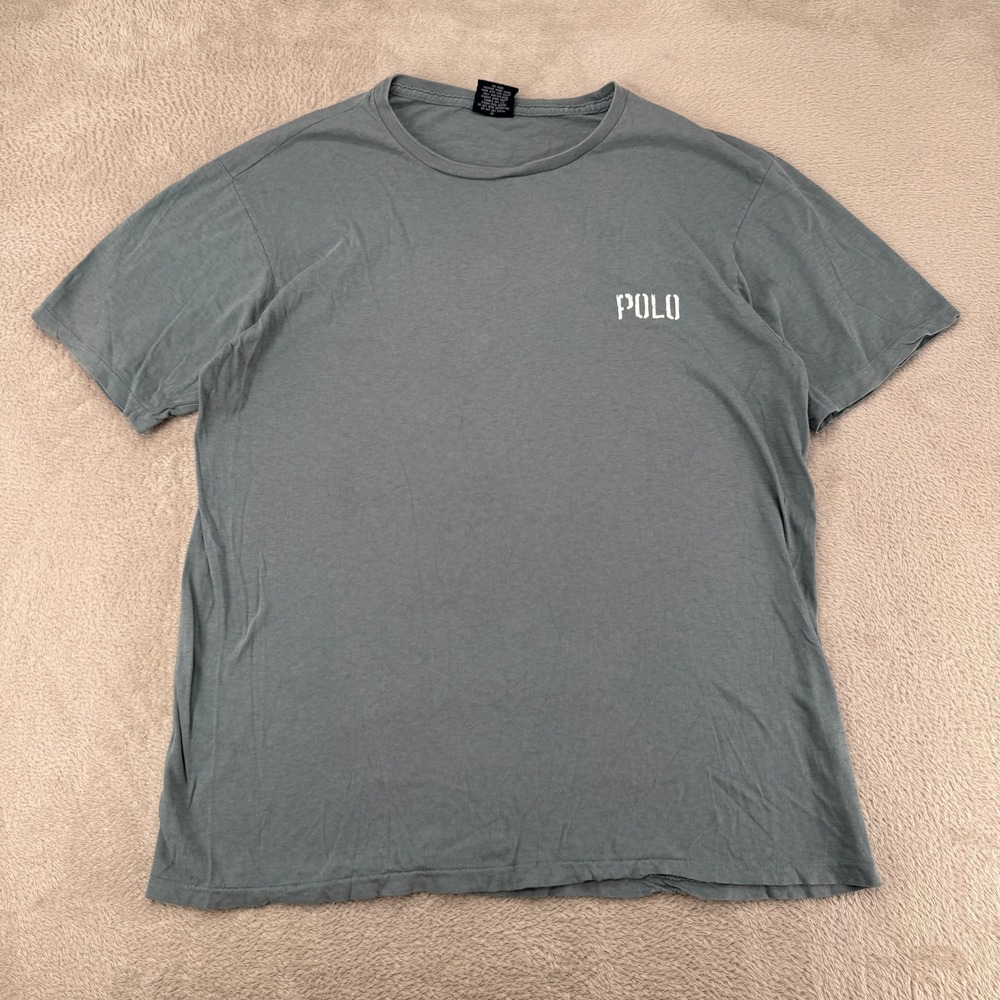 Polo Ralph Lauren Mens T-Shirt Large Blue Preowned Short Sleeve Stencil Logo